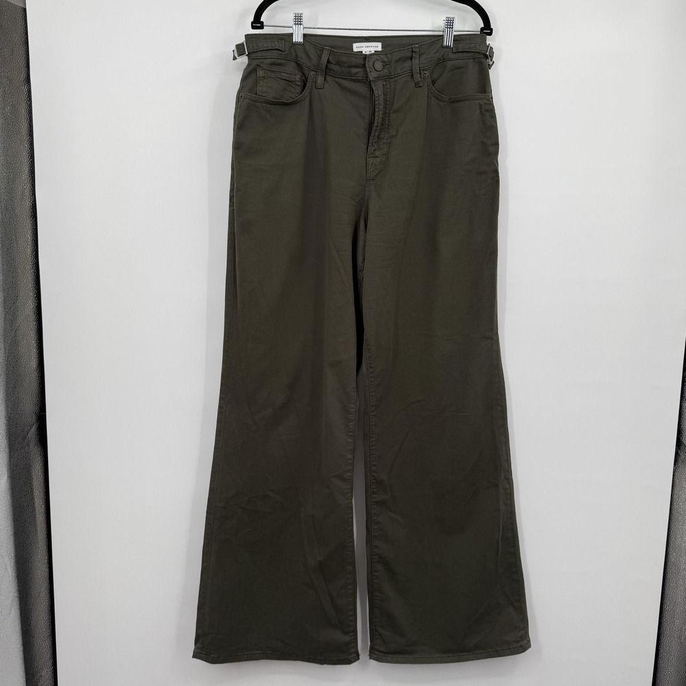 Good American Pants Womens 8 Green Good‎ Ease Twill Chino Relaxed Fit Pockets